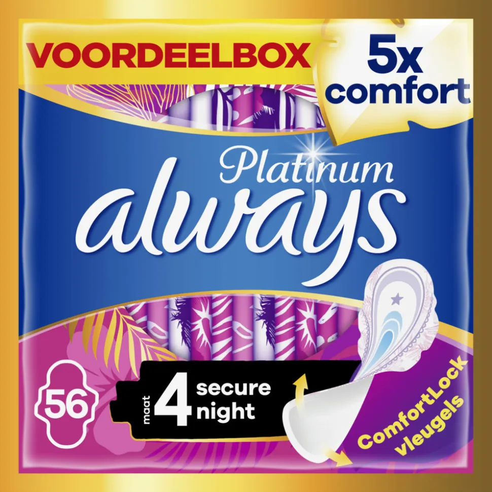 Always Maandverband Platinum Secure Night 56 stuks