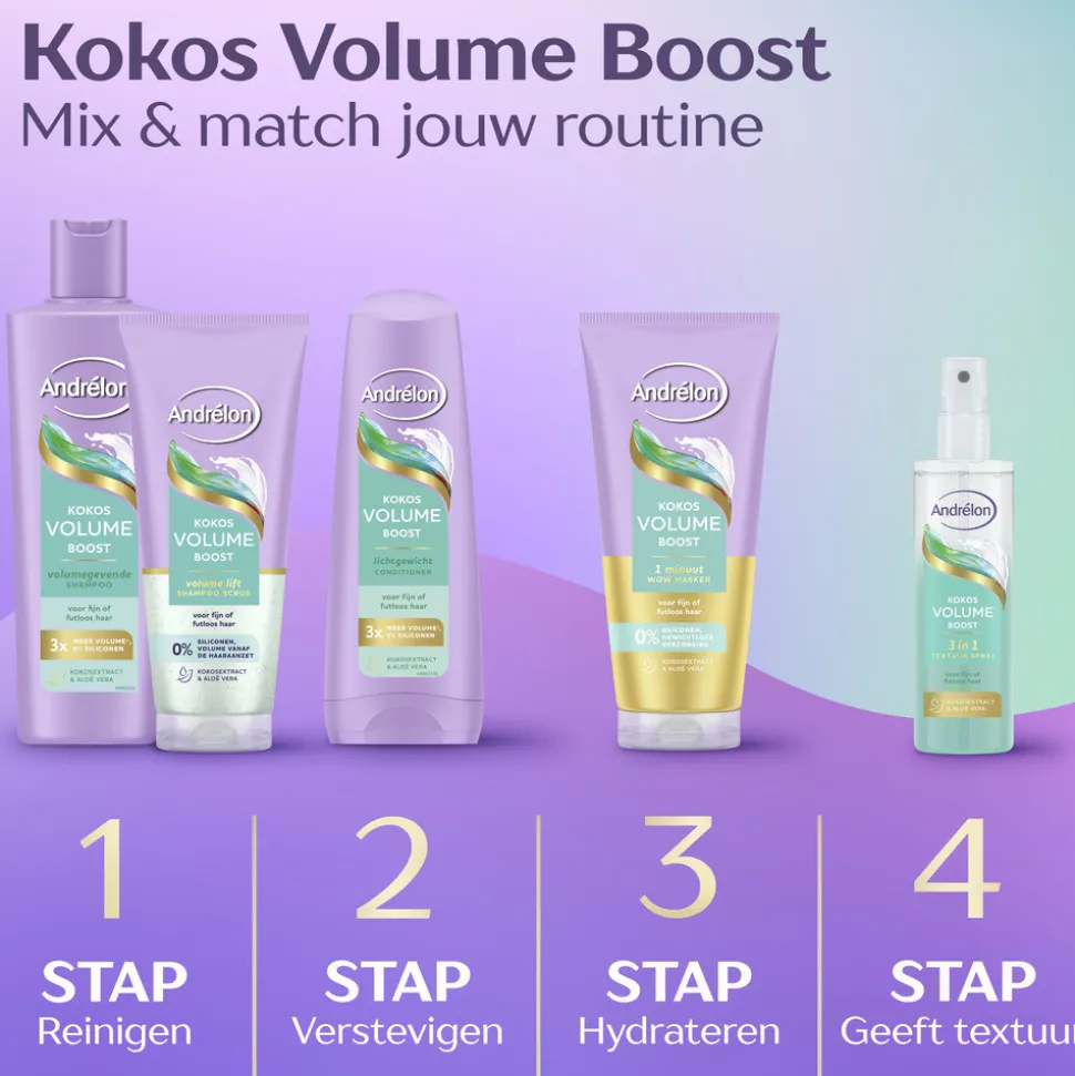Andrélon Shampoo Scrub Kokos Volume Boost 200 ml