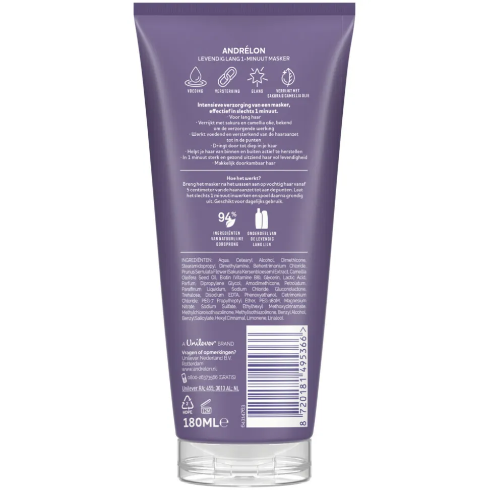 Andrélon WOW Masker Levendig Lang 180 ml