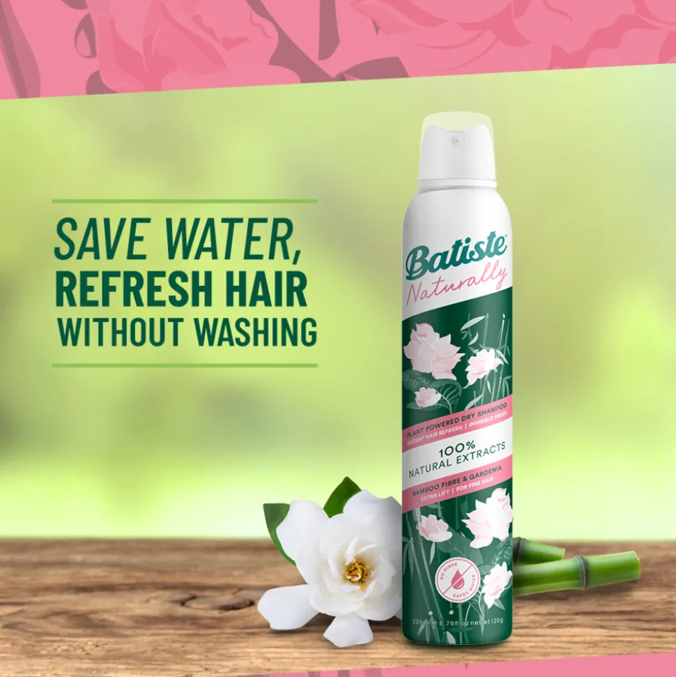 Batiste Naturally Droogshampoo Bamboo Fibre & Gardenia 200 ml