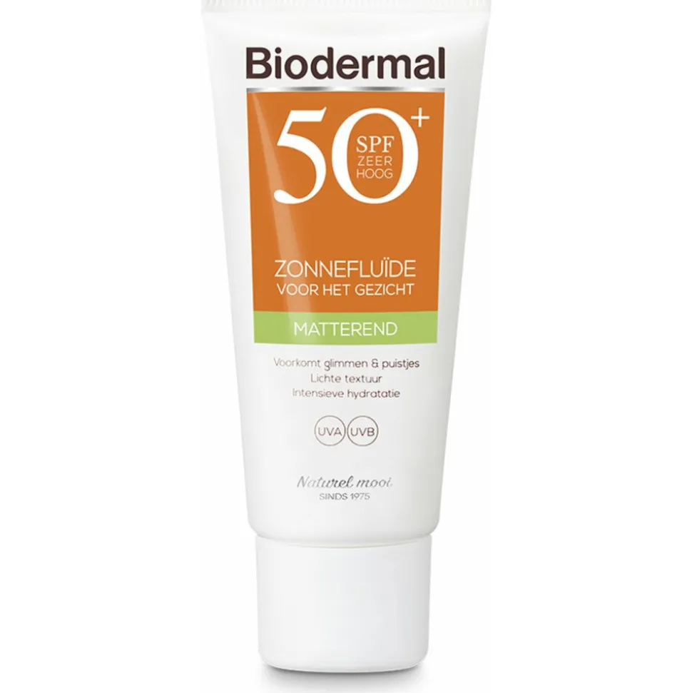 Biodermal Zonnefluïde Gezicht Matterend SPF 50 40 ml