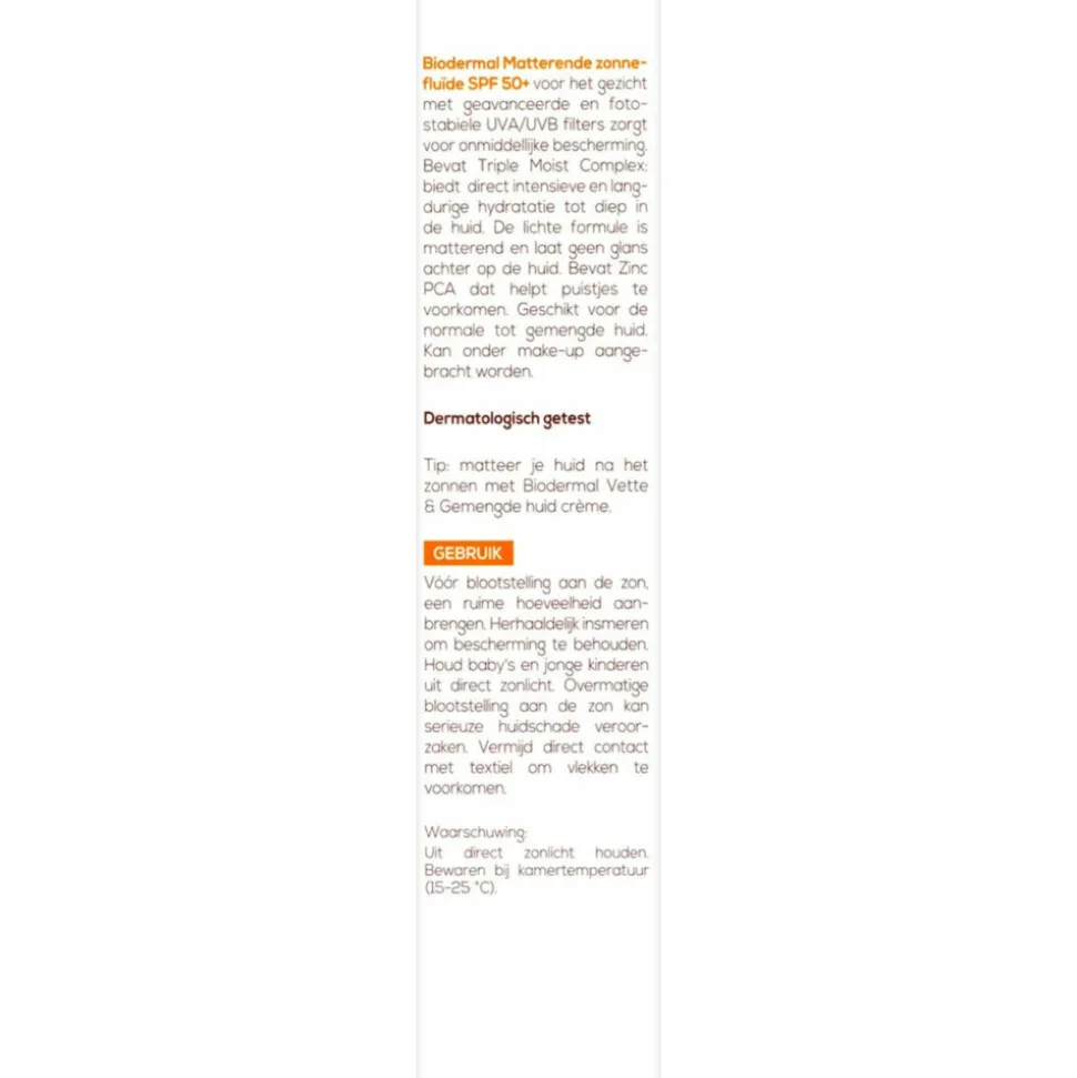Biodermal Zonnefluïde Gezicht Matterend SPF 50 40 ml