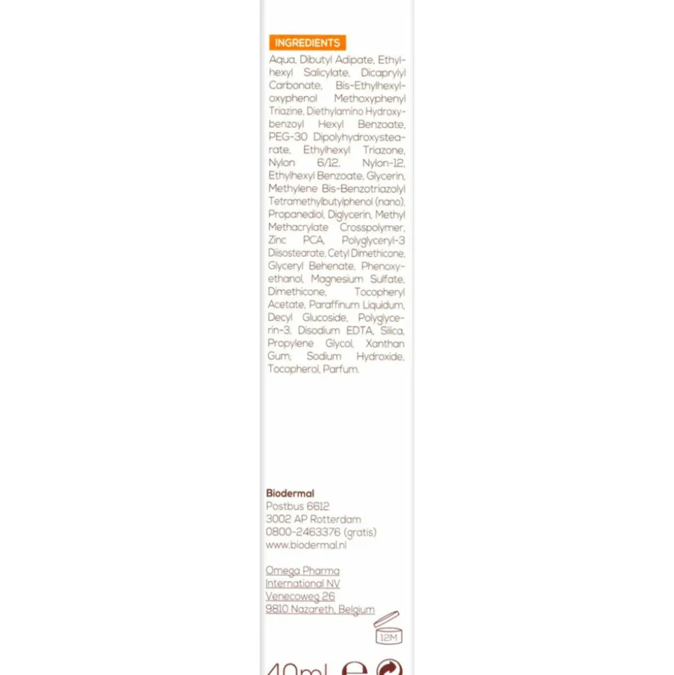 Biodermal Zonnefluïde Gezicht Matterend SPF 50 40 ml