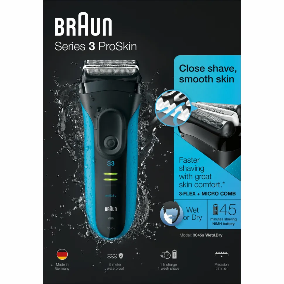 Braun Elektrisch Scheerapparaat S3 ProSkin 3045s Zwart/Blauw