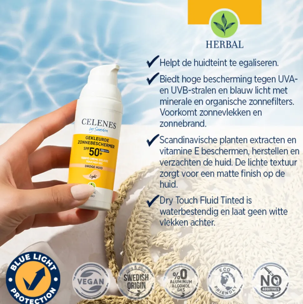 Celenes Herbal Dry Touch Zonnefluïde Getint SPF 50 50 ml
