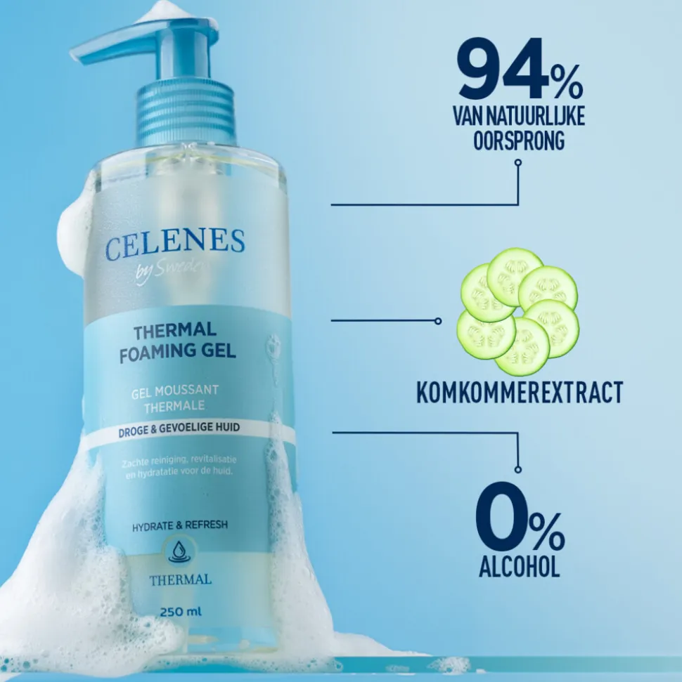 Celenes Thermal Reinigende Foam Gel Droge / Gevoelige Huid 250 ml