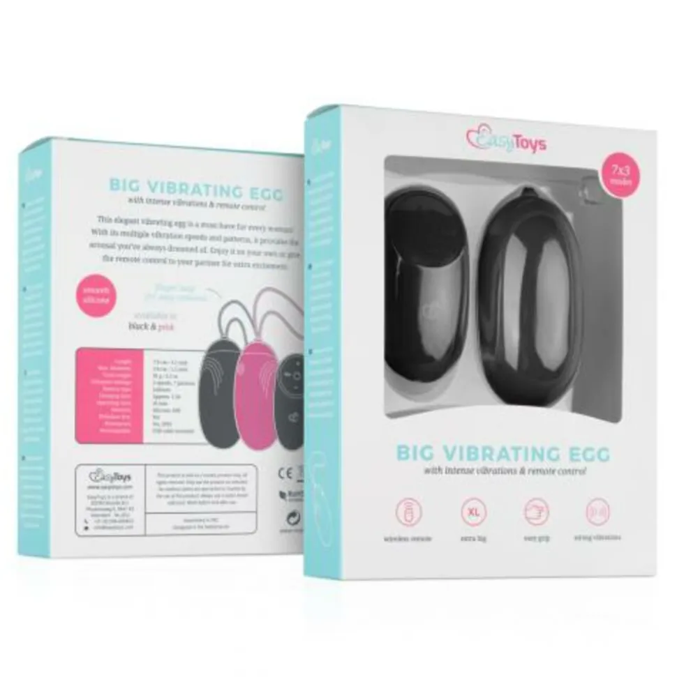 Easytoys XL Vibratie-Ei Zwart met Afstandsbediening 1 set