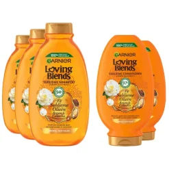 Garnier Loving Blends Argan en Cameliaolie - Shampoo 3x 300 ml & Conditioner 2x 250 ml – Pakket