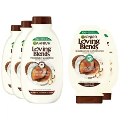 Garnier Loving Blends Kokosmelk en Macadamia - Shampoo - 3x 300 ml & Conditioner 2x 250 ml - Pakket