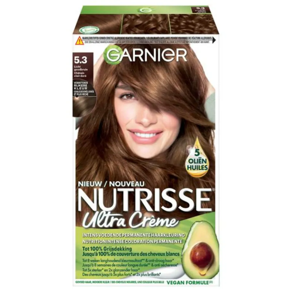 Garnier Nutrisse Ultra Crème Permanente Haarkleuring 5.3 Licht goudbruin