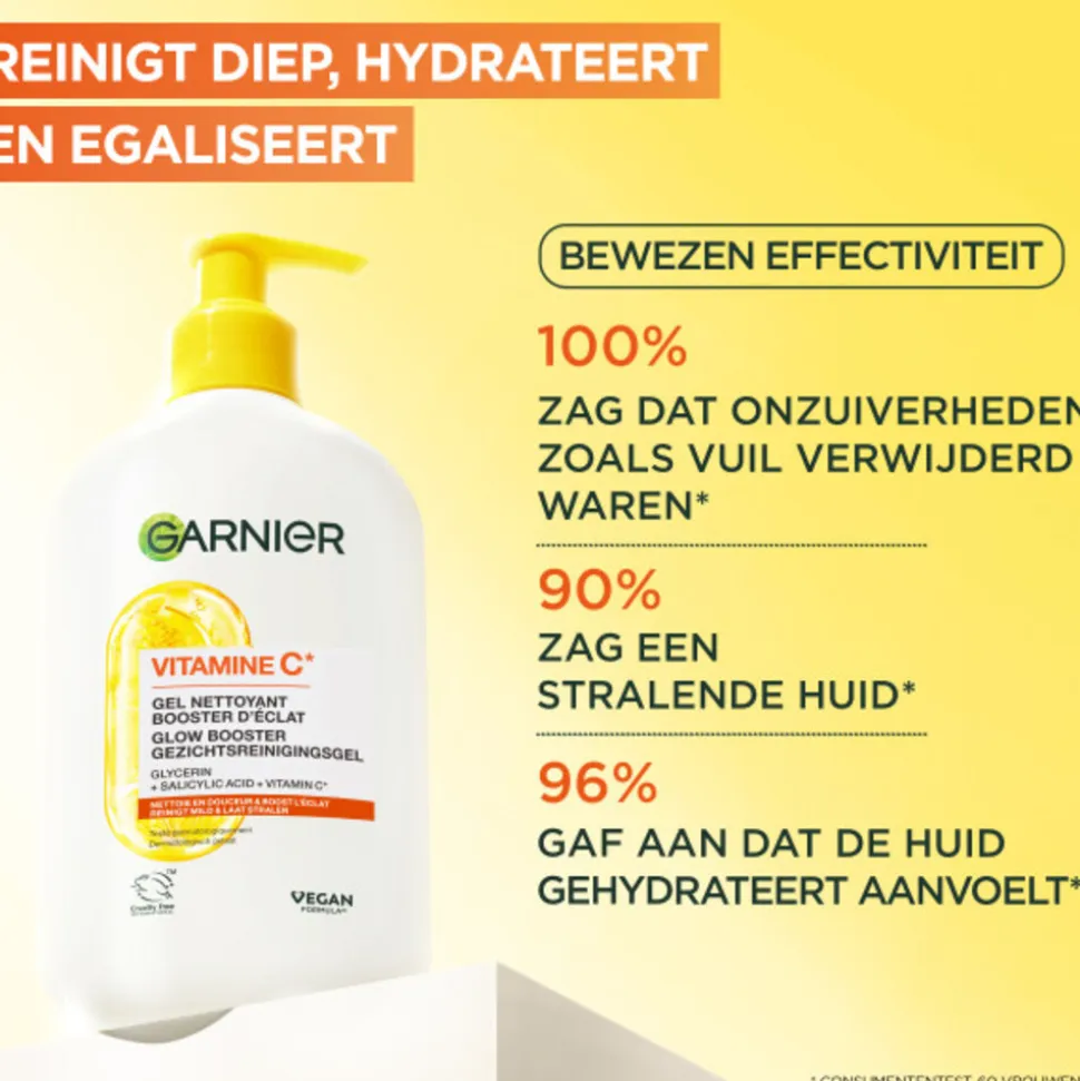 Garnier SkinActive Vitamine C Glow Booster Gezichtsreiningsgel 250 ml