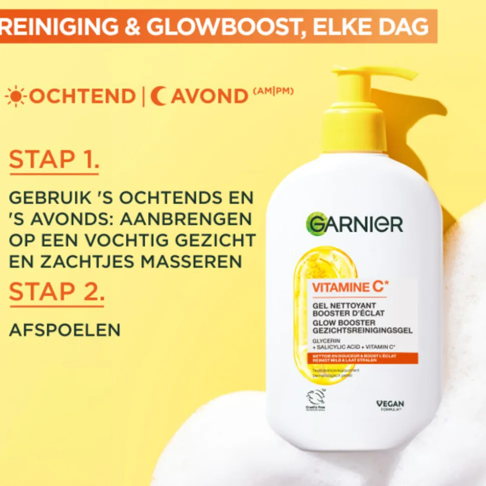 Garnier SkinActive Vitamine C Glow Booster Gezichtsreiningsgel 250 ml