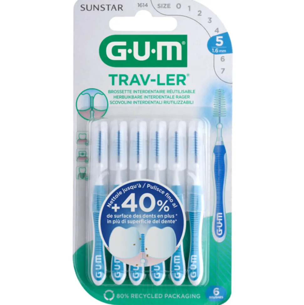 GUM Trav-Ler Ragers Blauw 1.6mm 6 stuks