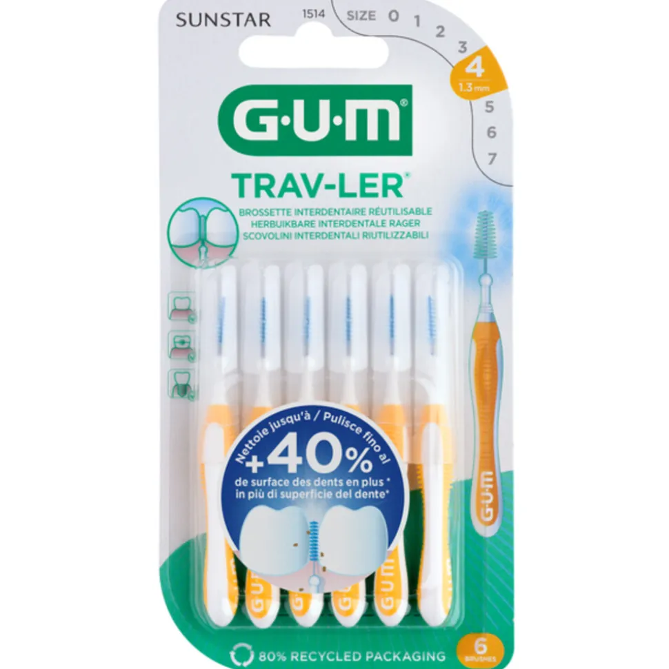 GUM Trav-Ler Ragers Geel 1.3mm 6 stuks
