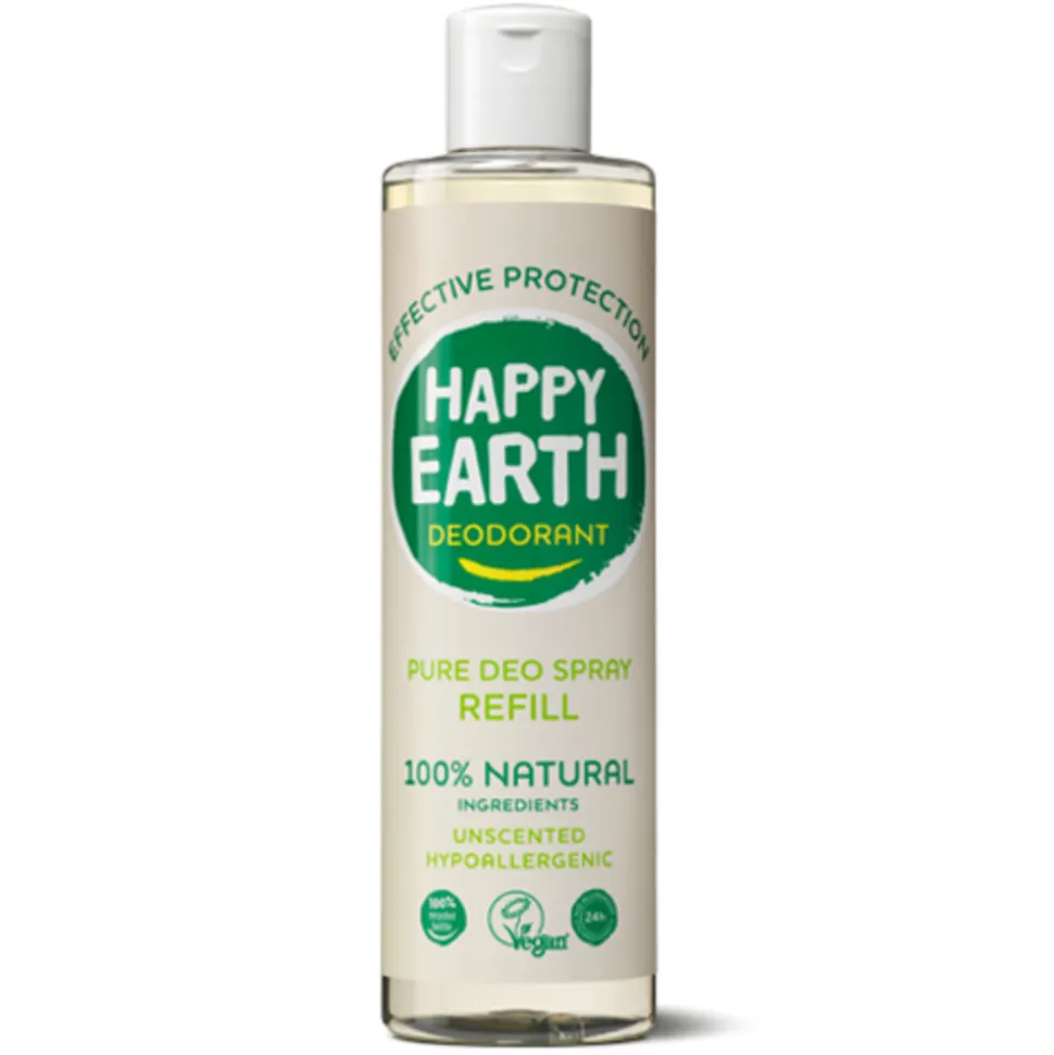 Happy Earth 100% Natuurlijke Deo Spray Navulling Unscented 300 ml