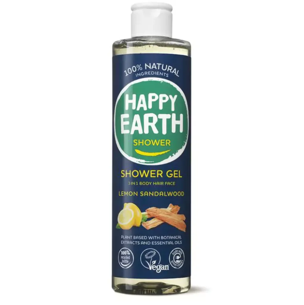 Happy Earth 100% Natuurlijke Douchegel Lemon Sandalwood 300 ml