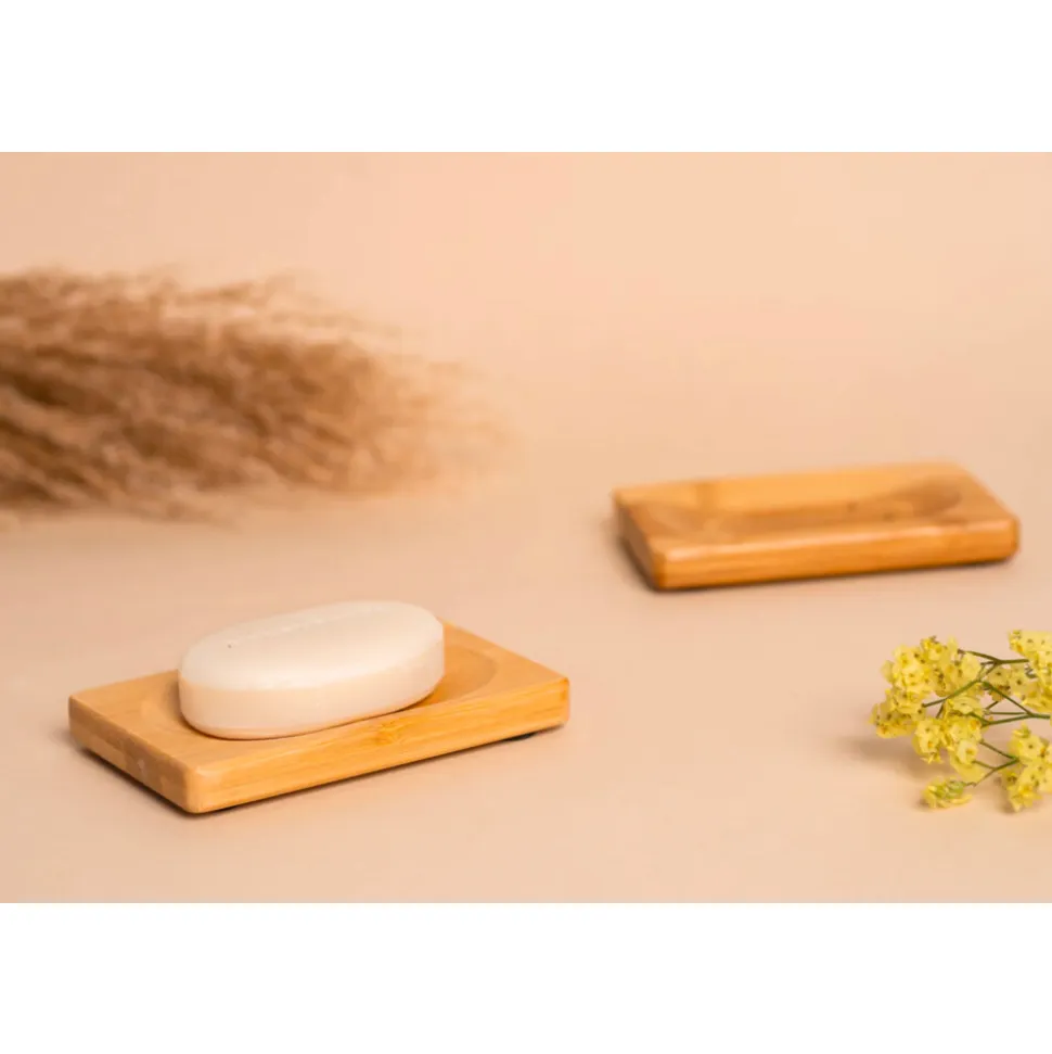 HappySoaps Zeep Houder van Bamboe van Bamboe voor Twee Zeep Bars 40 gr