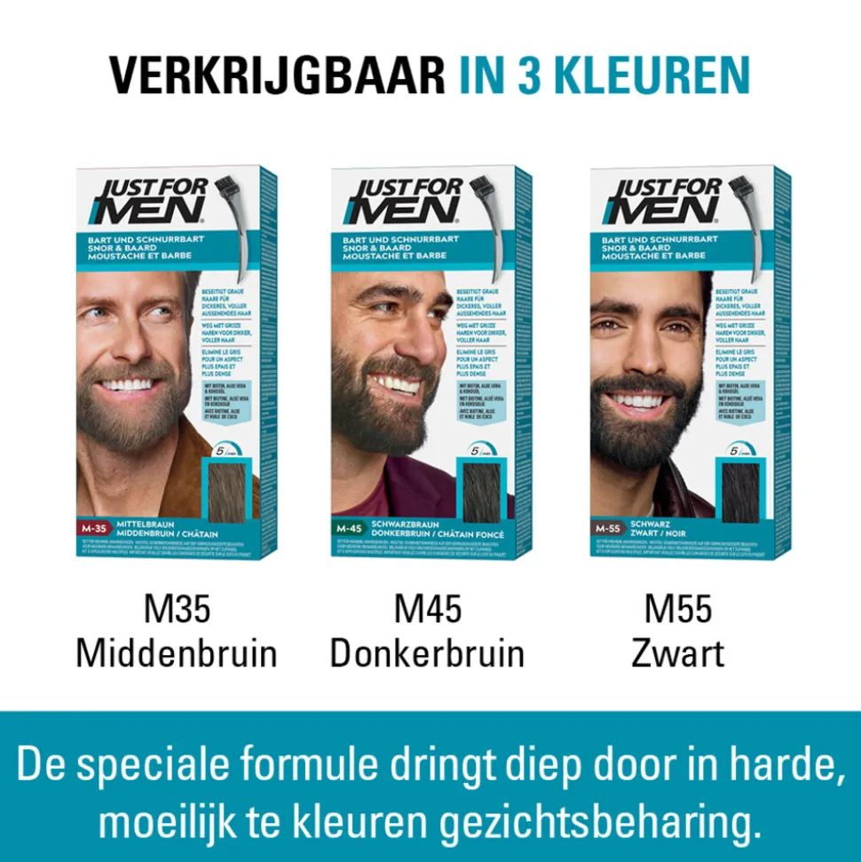Just for Men Snor en Baard Donkerbruin M45 1 set