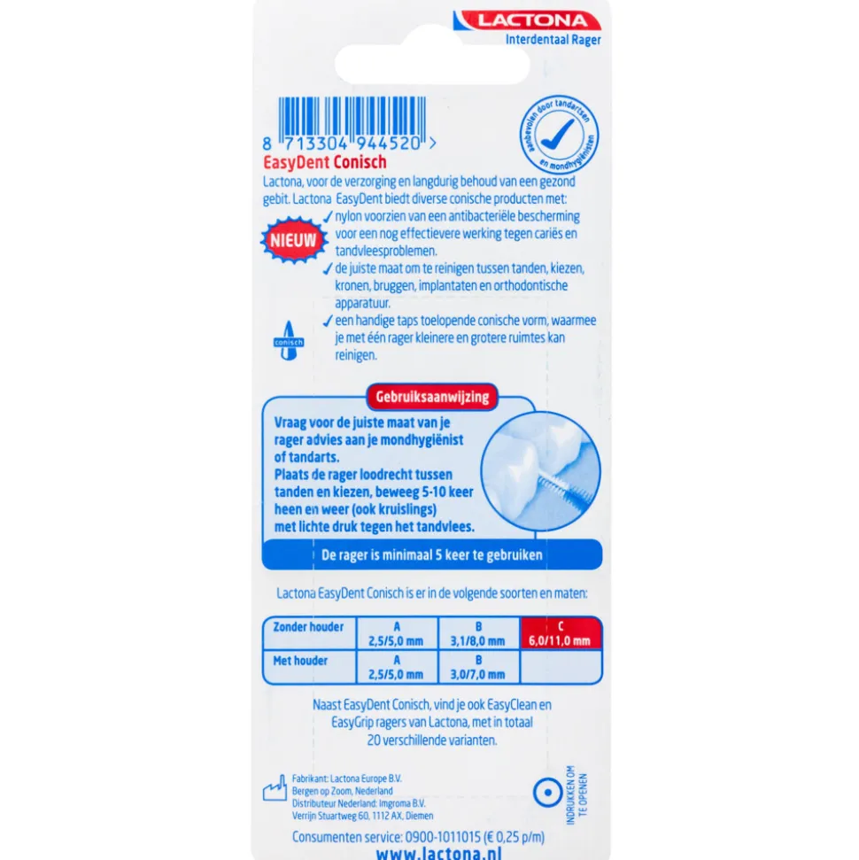 Lactona EasyDent Ragers C Zwart Conisch 6 - 11 mm 8 stuks