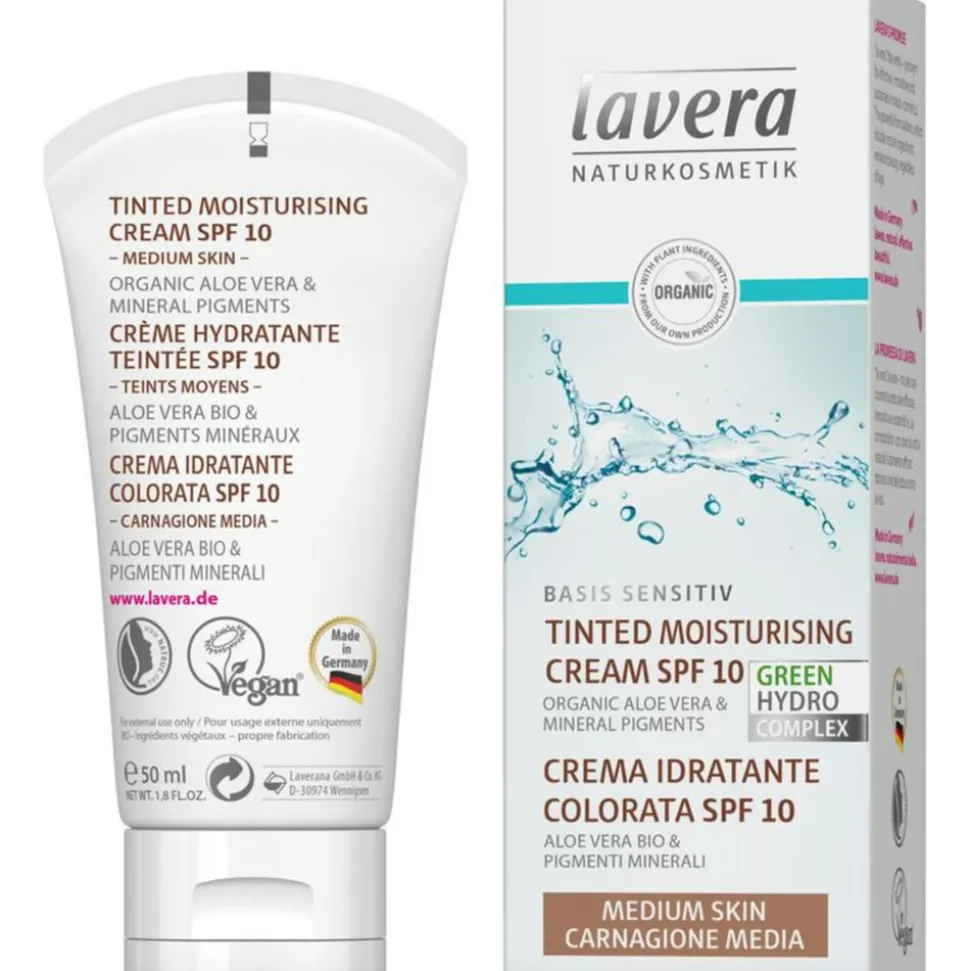 Lavera Basis Sensitiv Getinte Dagcreme/ Hydraterende Crème/ Medium 50 ml