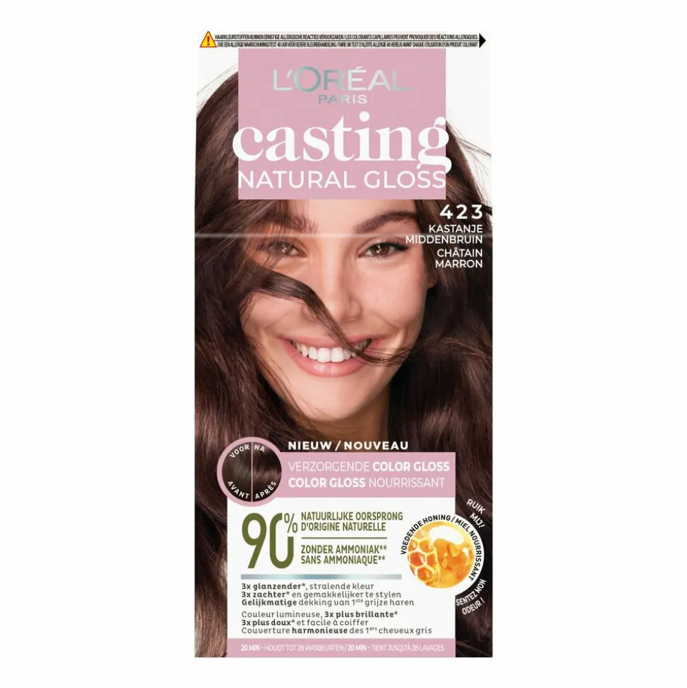 L'Oréal Casting Natural Gloss Semi-Permanente Haarkleuring 423 Kastanje Middenbruin