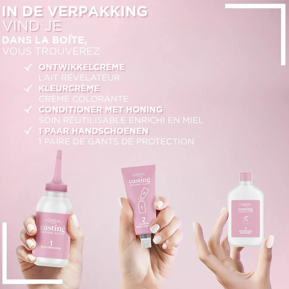 L'Oréal Casting Natural Gloss Semi-Permanente Haarkleuring 423 Kastanje Middenbruin