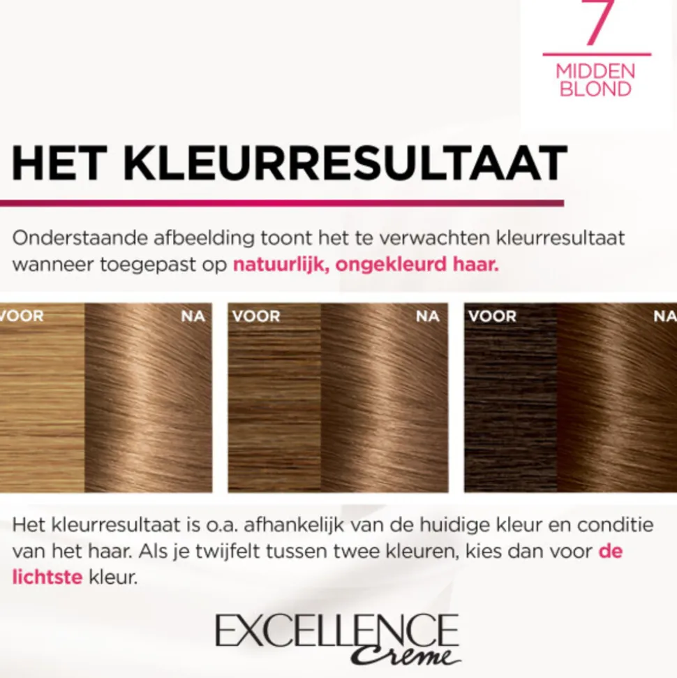 L'Oréal Excellence Crème Permanente Crèmekleuring 7 Middenblond