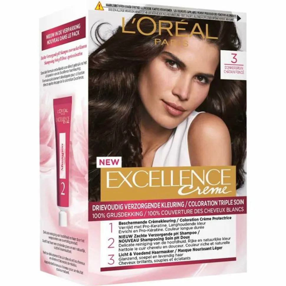 L'Oréal Excellence Crème Permanente Crèmekleuring 3 Donkerbruin