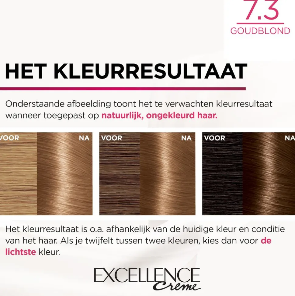 L'Oréal Excellence Crème Permanente Crèmekleuring 7.3 Goud Middenblond