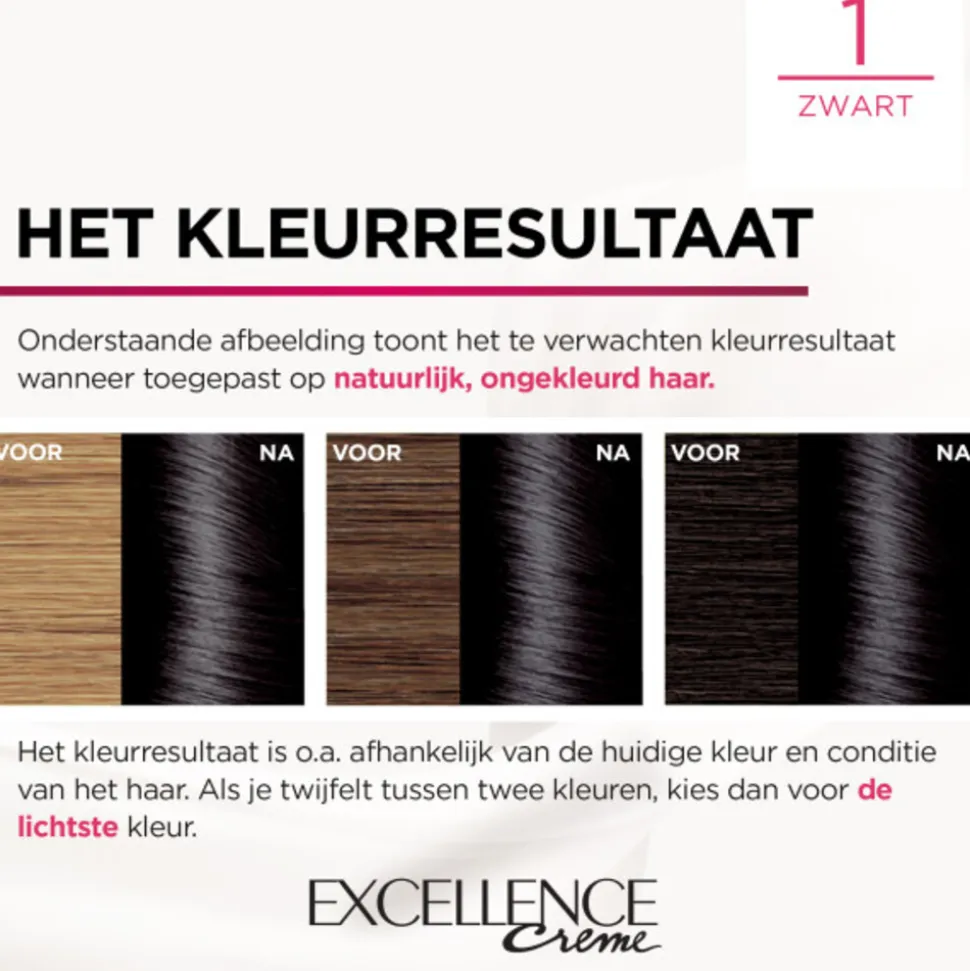 L'Oréal Excellence Crème Permanente Crèmekleuring 1 Zwart