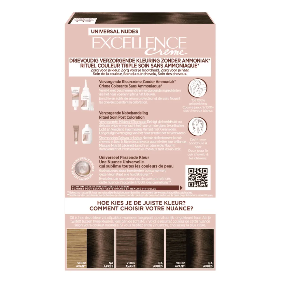 L'Oréal Excellence Crème Universal Nudes Permanente Haarkleuring 5U Universeel Lichtbruin
