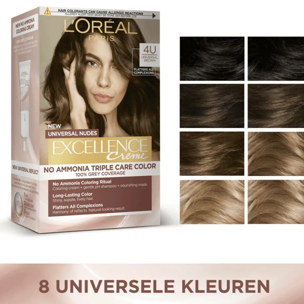 L'Oréal Excellence Crème Universal Nudes Permanente Haarkleuring 6U Universeel Donkerblond