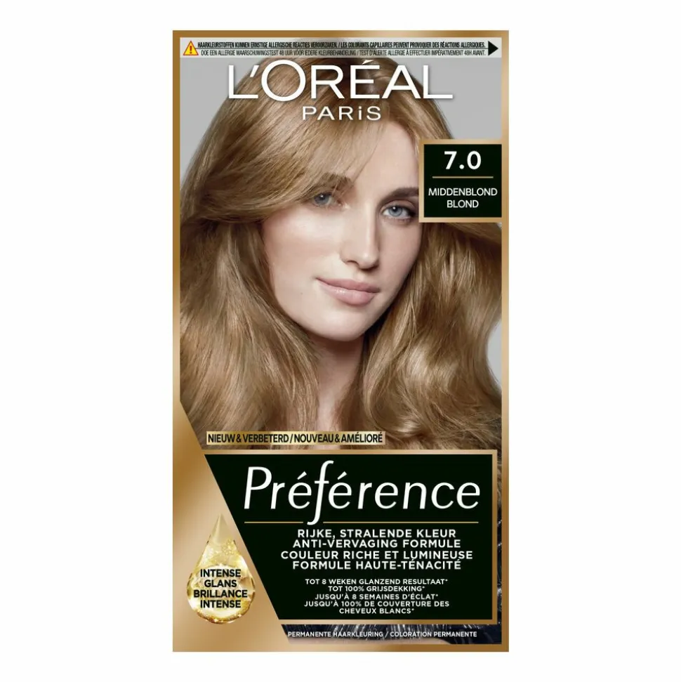 L'Oréal Préférence Permanente Haarkleuring 7.0 Middenblond