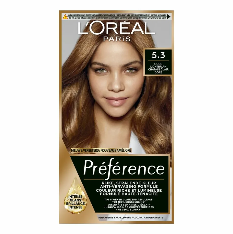 L'Oréal Préférence Permanente Haarkleuring 5.3 Licht Goudbruin