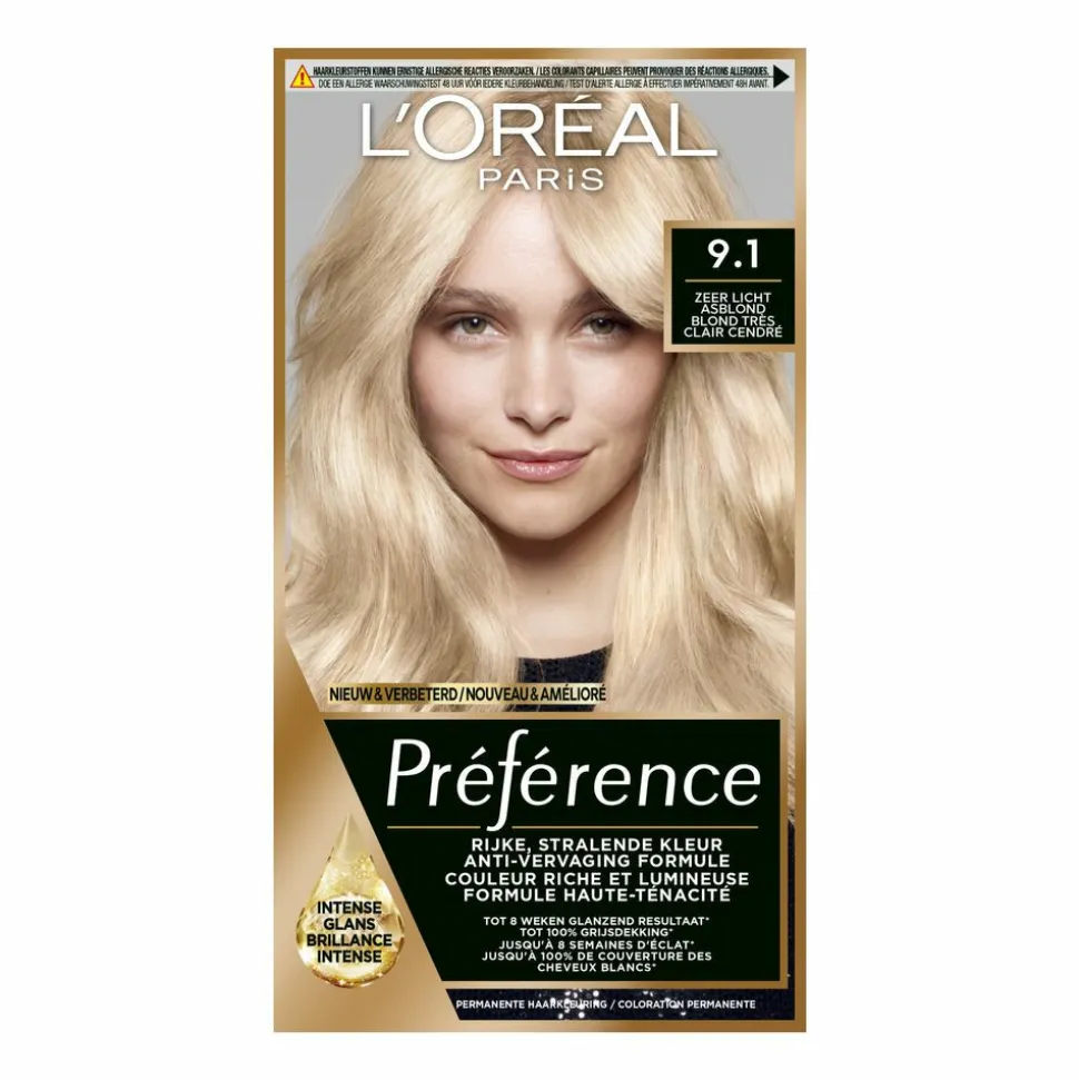 L'Oréal Préférence Permanente Haarkleuring 9.1 Zeer Licht Asblond