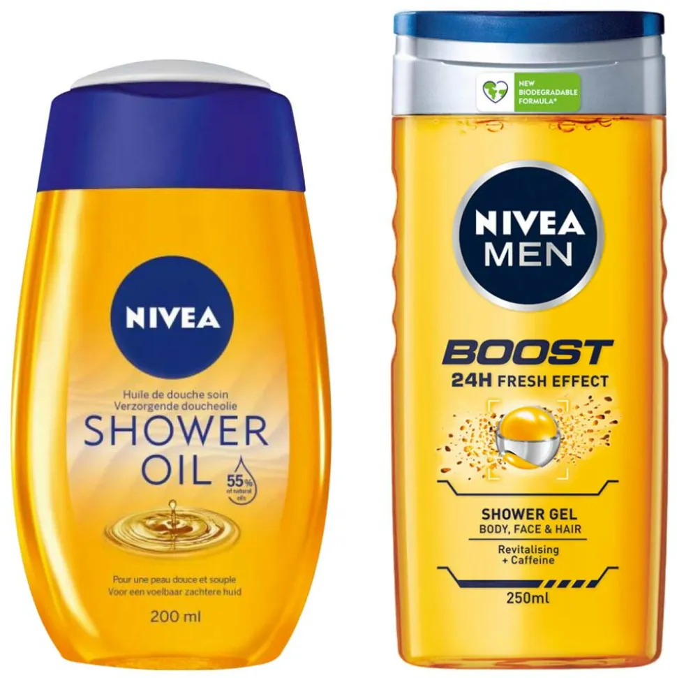Nivea Natural Doucheolie + Showergel Men Pakket