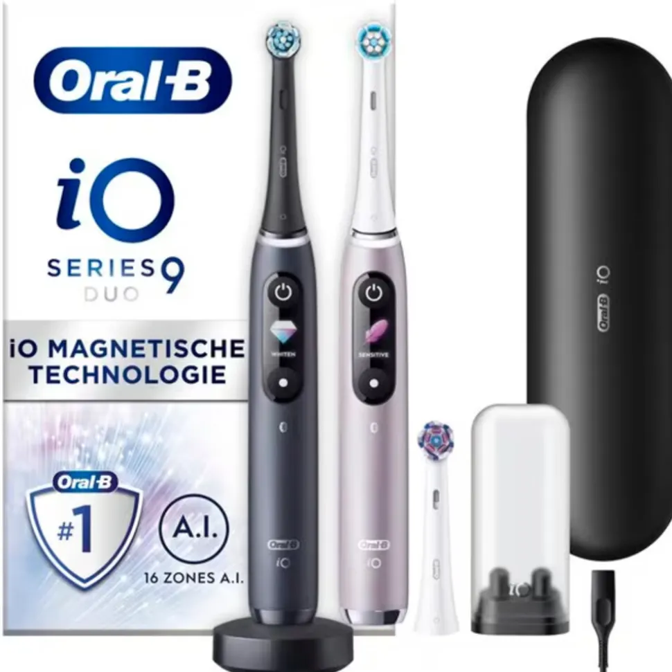 Oral-B Elektrische Tandenborstel iO 9 Duo Zwart & Roze 2 stuks