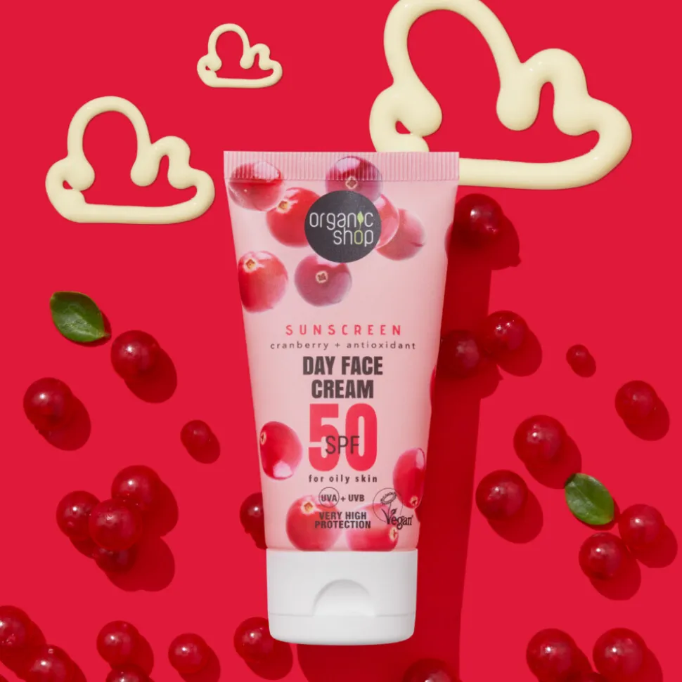 Organic Shop Zonnebrandcréme Gezicht SPF 50 Vette huid 50 ml