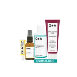 Q+A Normal Skin - Reinigingsgel 1x 125 ml & Toner 1x 100 ml & Gezichtsserum 1x 30 ml & Oogserum 1x 15 ml - Pakket