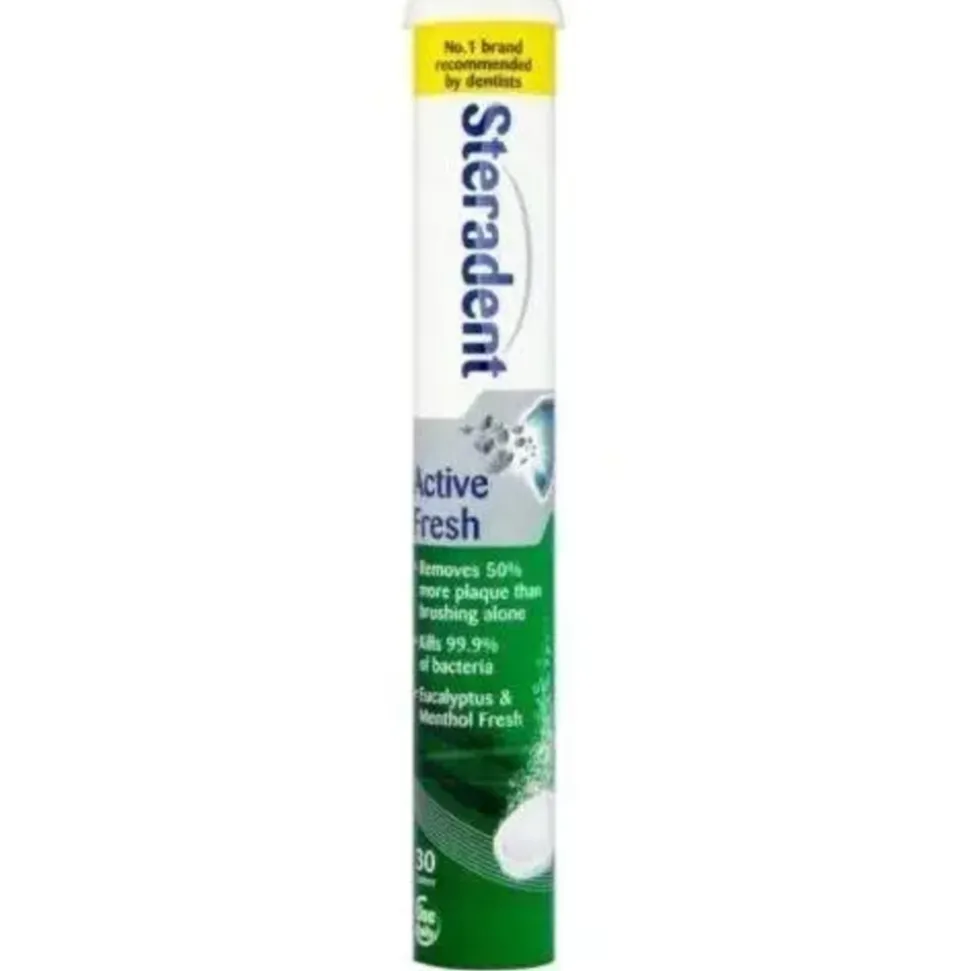 Steradent Kunstgebit Reinigingstabletten Active Fresh Plus 30 tabletten