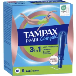 Tampax Pearl Compak Super Tampons met Inbrenghuls 18 stuks