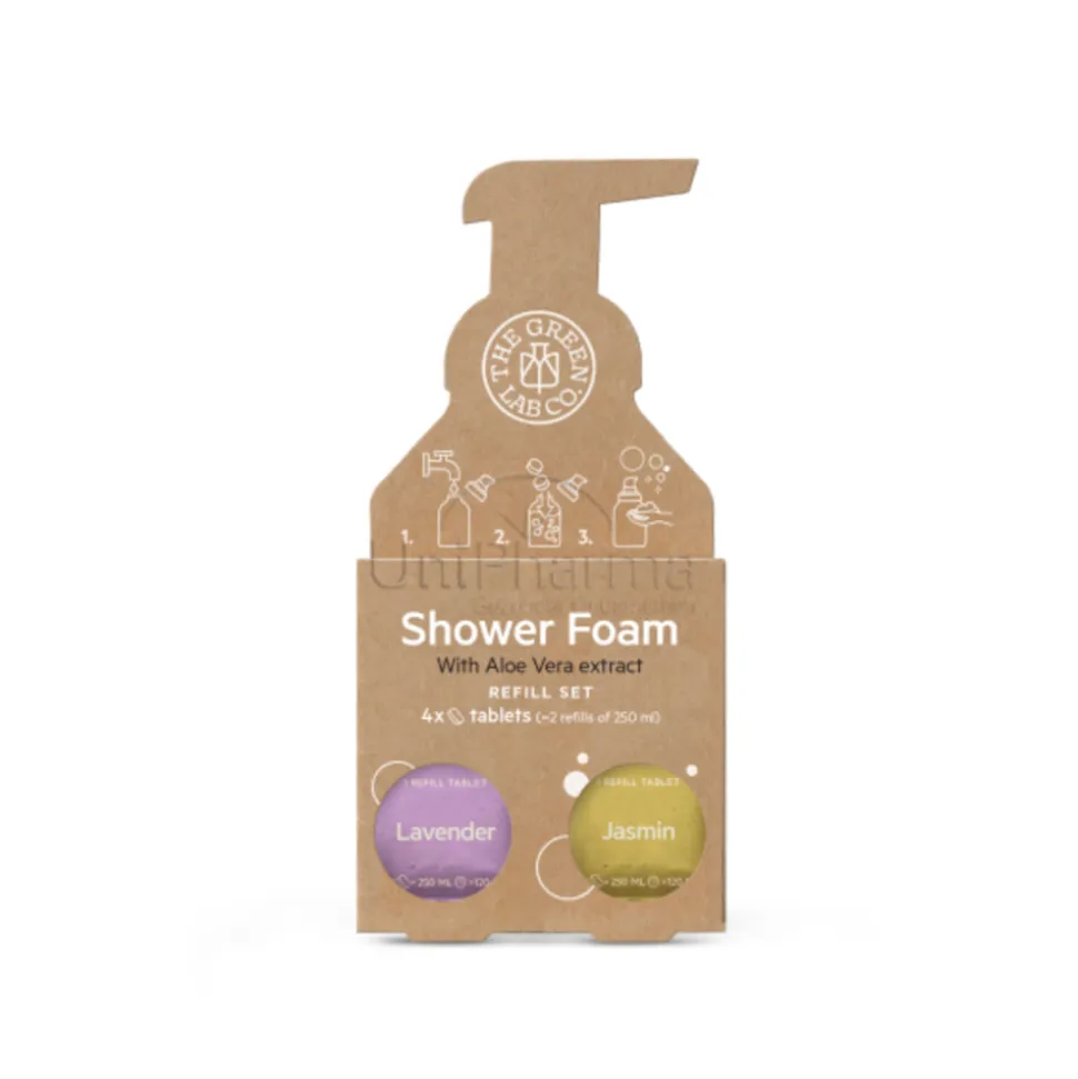 The Green Lab Co Navul Set Doucheschuim Tabletten Lavendel & Jasmijn 4 stuks