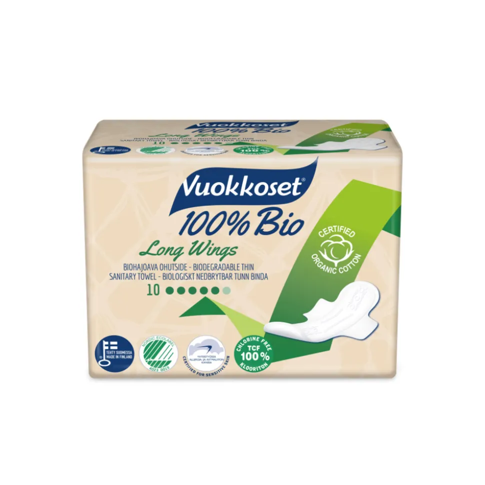 Vuokkoset Bio Maandverband Long Wings 10 stuks