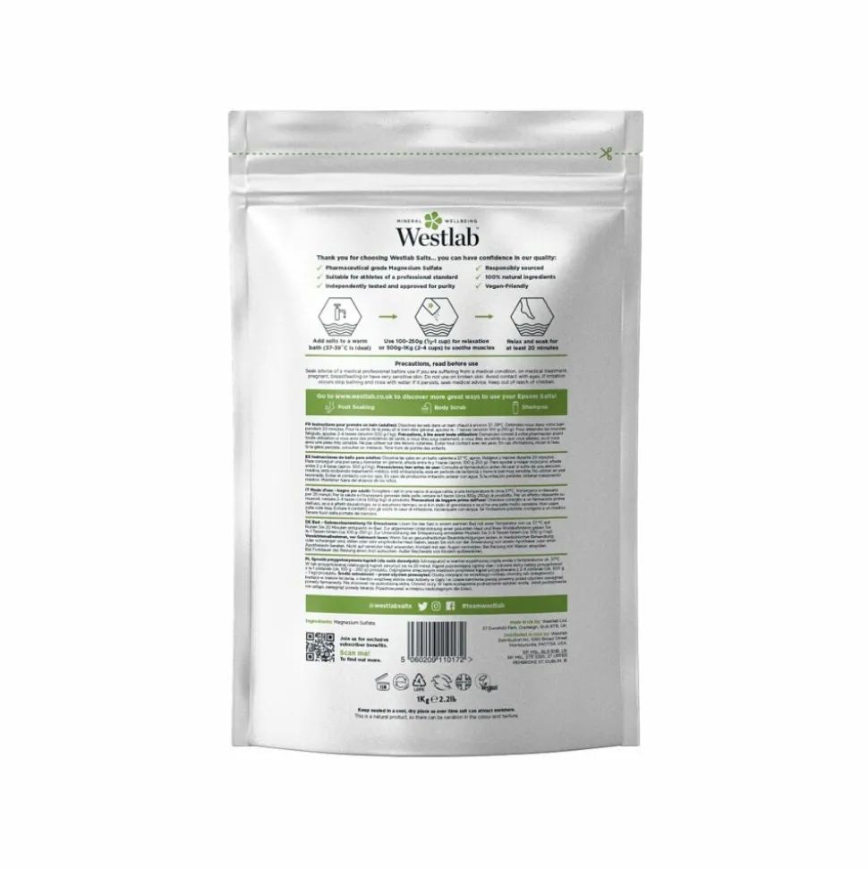 Westlab 100% Natuurlijk Badzout Reviving Epsom 1000 gr