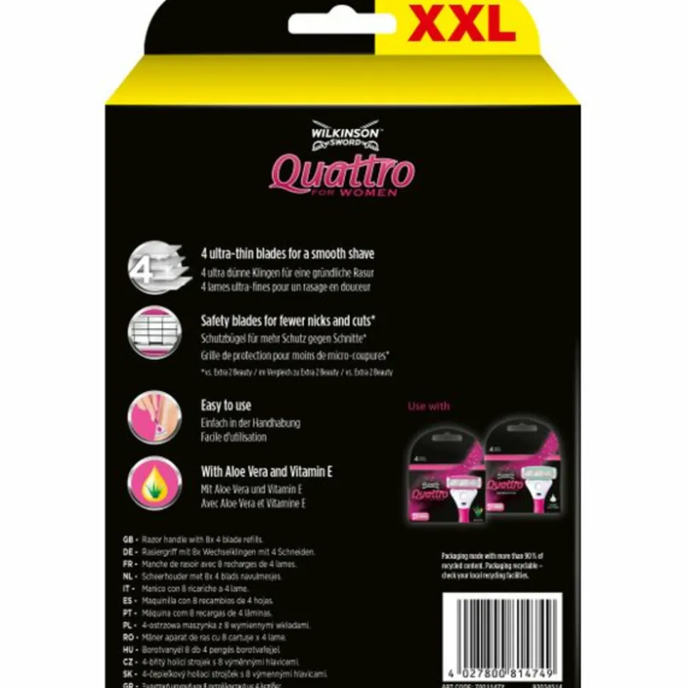 Wilkinson Quattro for Women Scheermes XXL Voordeelverpakking 8 stuks