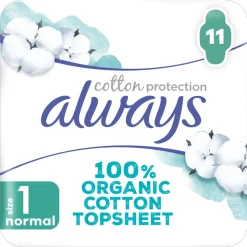10x Always Maandverband Bio Cotton Protection Ultra Normal met Vleugels 11 stuks