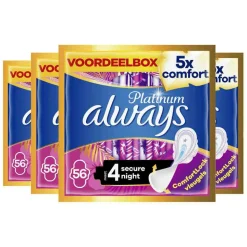 4x Always Maandverband Platinum Secure Night 56 stuks