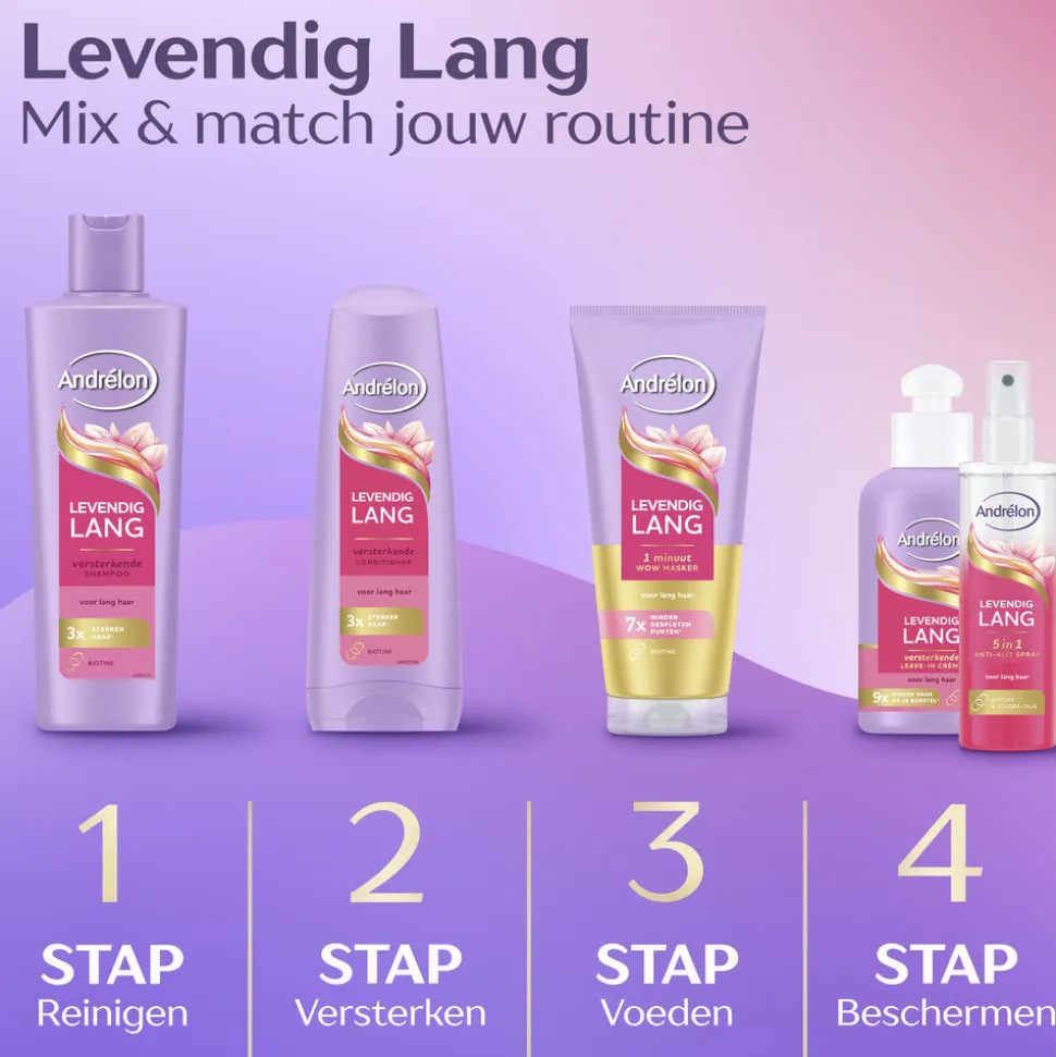 6x Andrélon 5-in-1 Anti-Klit Spray Levendig Lang 150 ml