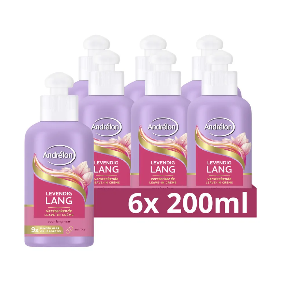 6x Andrélon Leave-In Creme Levendig Lang 200 ml