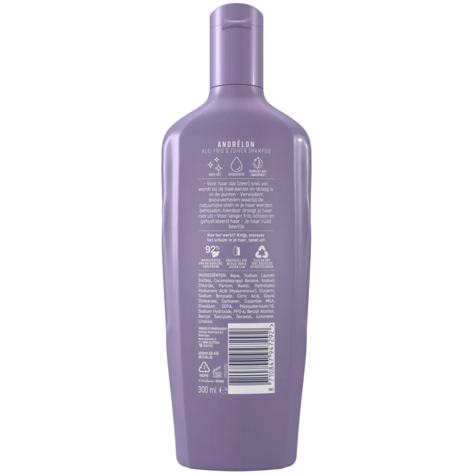 6x Andrélon Shampoo Klei Fris & Zuiver 300 ml